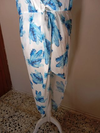Vestido estampado azul y blanco