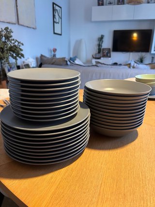 Vajilla Ikea Gris Porcelana