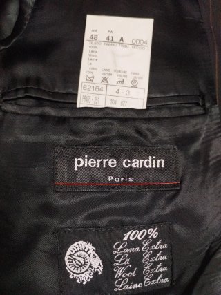 Traje de chaqueta caballero negro con raya marrón