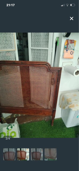 Cabecero de ratán y madera 90cm