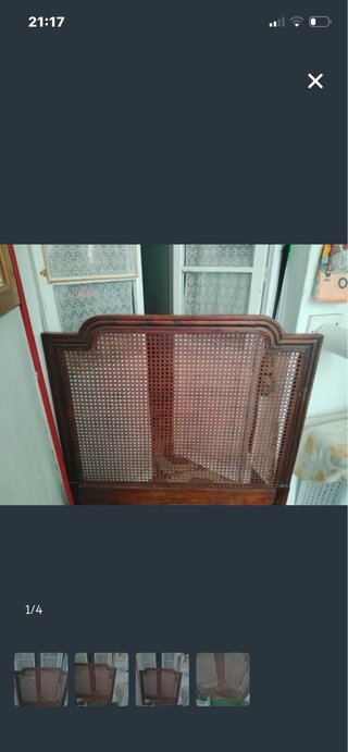 Cabecero de ratán y madera 90cm