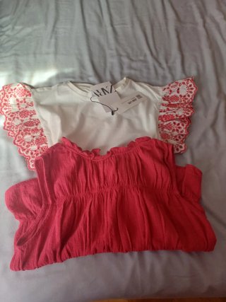 Camiseta niña manga corta bordada