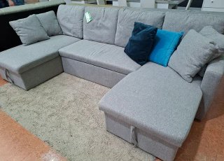 Sofá Cama Gris Chaise Longue con Arcón