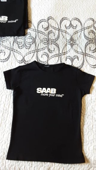 3 Camisetas Saab Algodón Negras, Originales