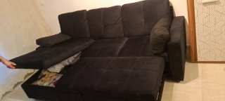 Sofá modular negro de tela