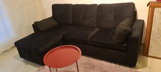 Sofá modular negro de tela