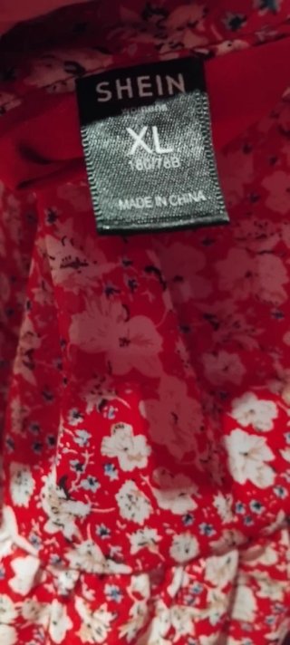 Falda volantes roja flores talla XL