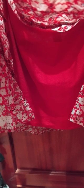 Falda volantes roja flores talla XL