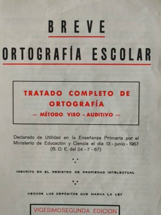 LIBRO ANTIGUO BREVE ORTOGRAFÍA ESCOLAR AÑO 1974