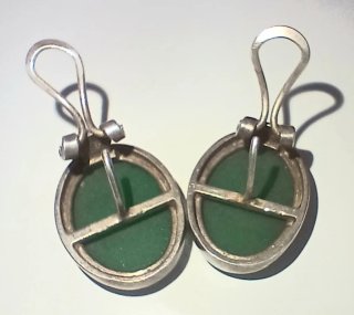 Pendientes Vintage Plata 925 Jade Verde cabujón