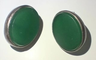 Pendientes Vintage Plata 925 Jade Verde cabujón