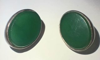 Pendientes Vintage Plata 925 Jade Verde cabujón