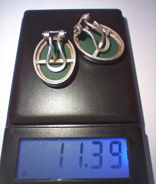 Pendientes Vintage Plata 925 Jade Verde cabujón