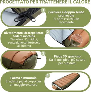 Sacco a pelo Trekking campeggio NUOVO