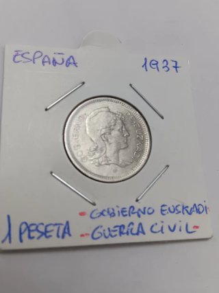 1 y 2 Pesetas 1937 Guerra Civil Española