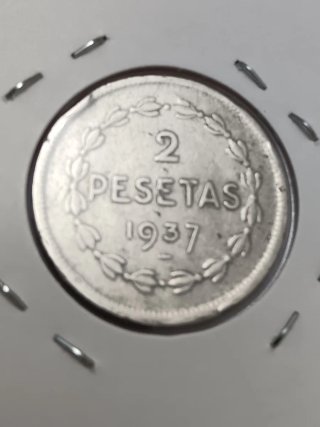 1 y 2 Pesetas 1937 Guerra Civil Española