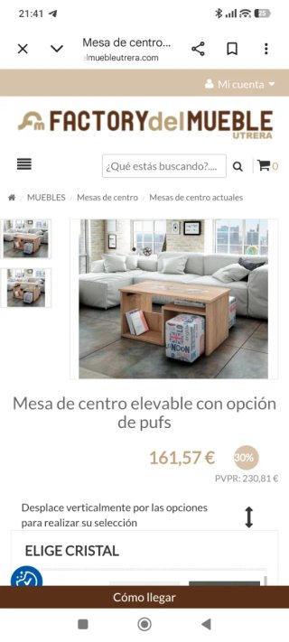 Mesa de centro elevable de madera