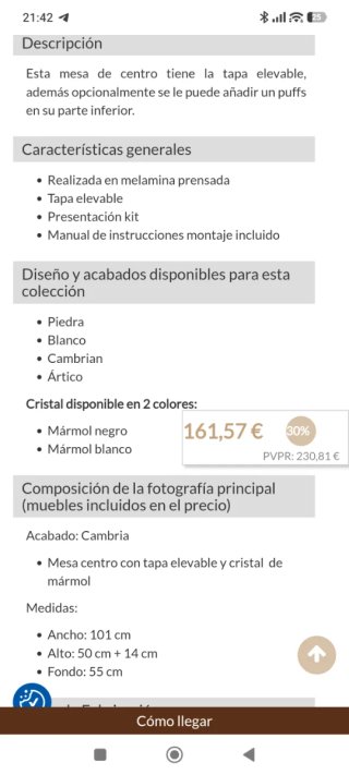 Mesa de centro elevable de madera