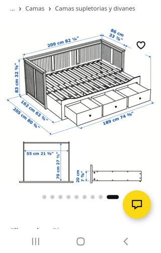 Cama, estructura Diván HEMNES 3 cajones 80x200