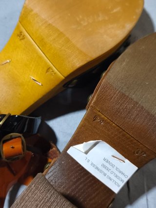Sandalias de tacón cuadrado  marrón y negro Charol