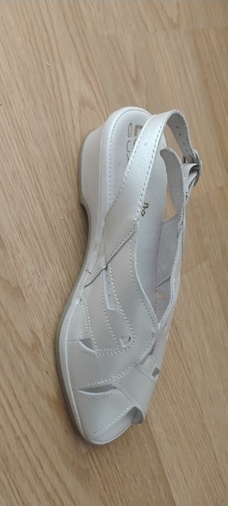 Sandalias horma ancha mujer piel blanco nacar 37