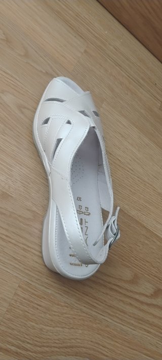 Sandalias horma ancha mujer piel blanco nacar 37