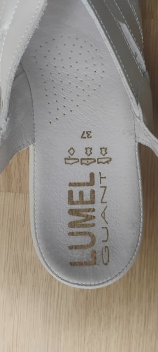 Sandalias horma ancha mujer piel blanco nacar 37