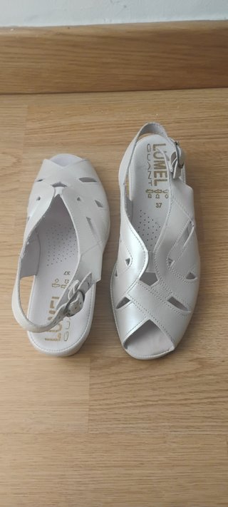 Sandalias horma ancha mujer piel blanco nacar 37