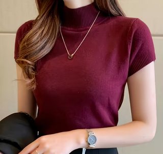 Blusa tejida sin mangas color rojo / borgoña