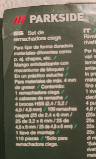 Set Remachadora Ciega Parkside 110 Piezas