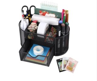Organizador de escritorio metálico negro
