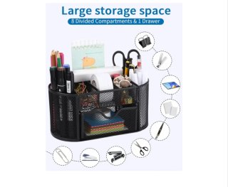 Organizador de escritorio metálico negro