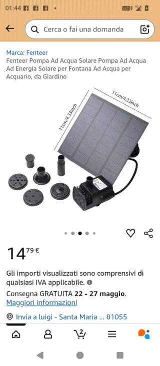 Set 4 Pompe Solari Fontane Vasche Laghetto