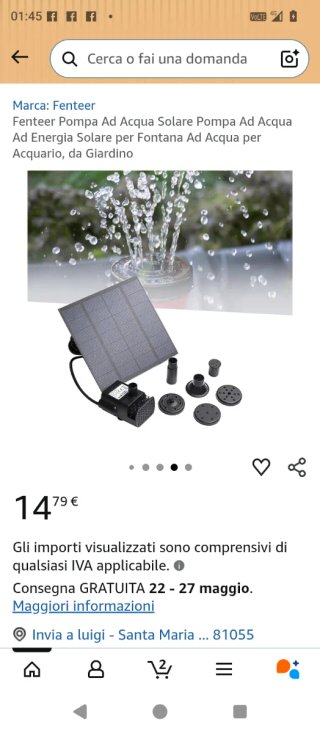 Set 4 Pompe Solari Fontane Vasche Laghetto