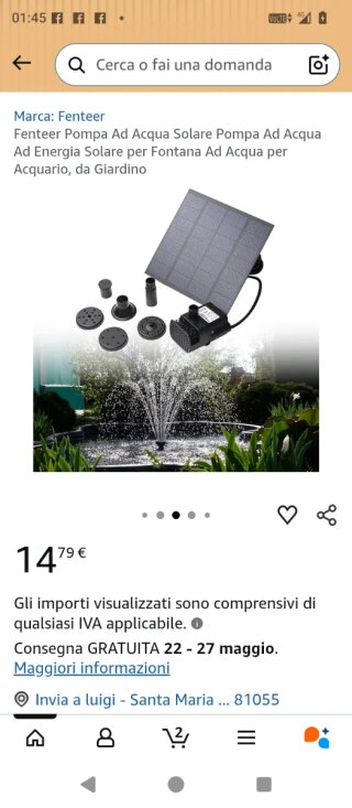 Set 4 Pompe Solari Fontane Vasche Laghetto