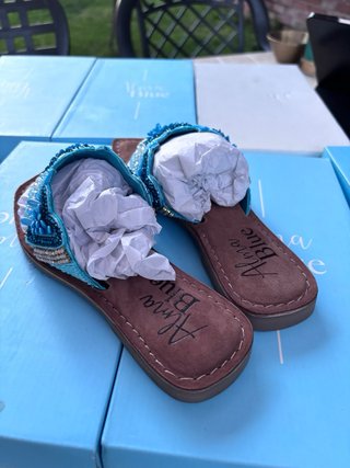 Sandalias Corazón Turquesa Abalorios