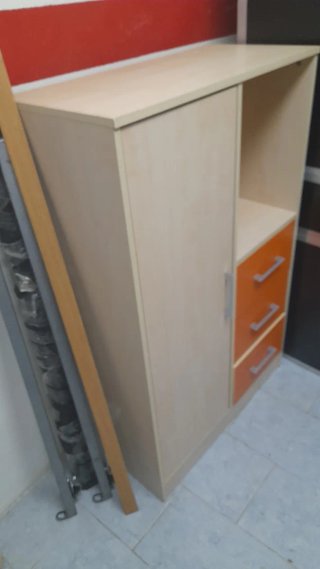 Mueble de entrada/zapatero beige y naranja