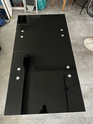 Mesa extensible cristal y aluminio