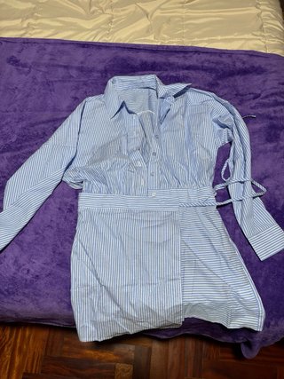 Vestido camisero rayas azul y blanco