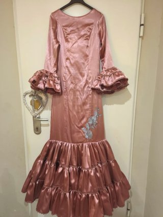 Traje Flamenca Gitana Sevillana Rosa