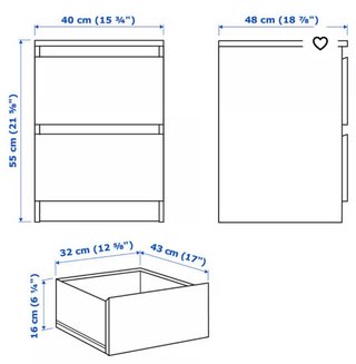 2 Mesitas de noche Ikea MALM marrón-oscuro.