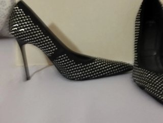 Tacones Zara Negros con Brillantes Talla 39