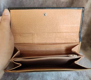 Cartera Piel Ubrique Monedero Cuero Marrón y Negro