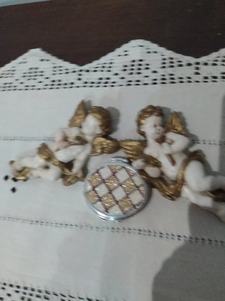 Pareja de angelitos de escayola vintage