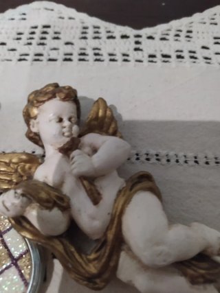 Pareja de angelitos de escayola vintage