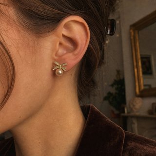 Pendientes Perla Champagne Lazo Vintage