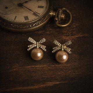 Pendientes Perla Champagne Lazo Vintage