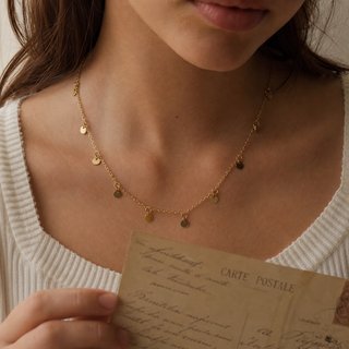 Collar minimalista vintage discos oro