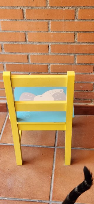 Sillas Infantiles Madera Elefante Azul Amarillo