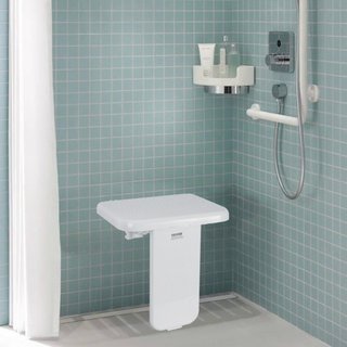 Sedile Doccia Pieghevole in ABS, 40 x 42 cm Dispiegato, Banco Doccia a Parete Pieghevole con Capacità di Carico 200 kg, Sedia Doccia Pieghevole Salvaspazio per Anziani